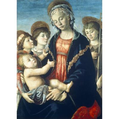 Botticelli  – Madonna and Child with St John and Two Angels